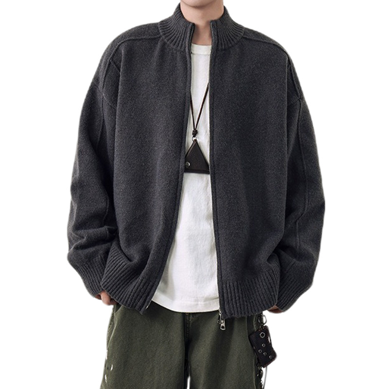Explosiones transfronterizas de tamaño grande europeo cardigán chaqueta jersey suéter hombre de alta calidad línea textural fábrica al por mayor