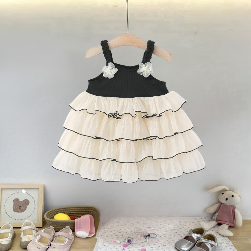 3342 Girls' dress Summer 2025 New Style Children's Tousled Dress Baby Girls' Sling Princess Dress Summer