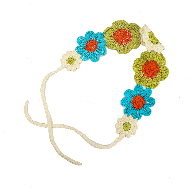 Francia cereza toallas triangulares mujeres primavera y otoño viajes padres-hijos gancho de punto flores hueco pañuelo de arte correa de pelo gorro