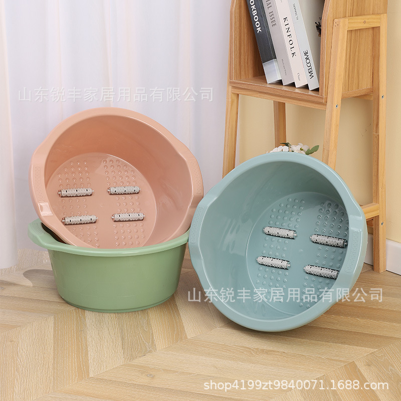 带滚轮大号按摩洗脚盆家用便携塑料泡脚盆四轮手端足浴盆批发礼品|undefined