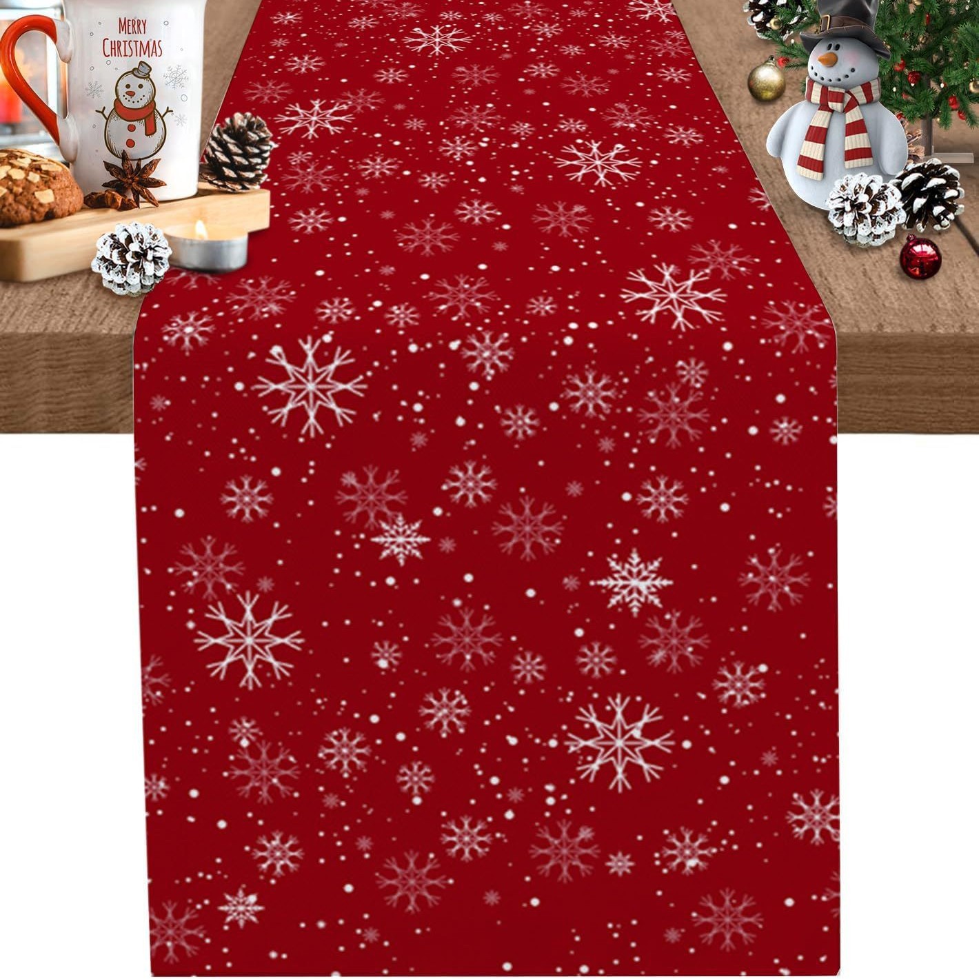 Amazon nueva bandera de mesa de Santa Claus blanca mesa de té de Navidad sala de estar dormitorio mesa de decoración de fondo