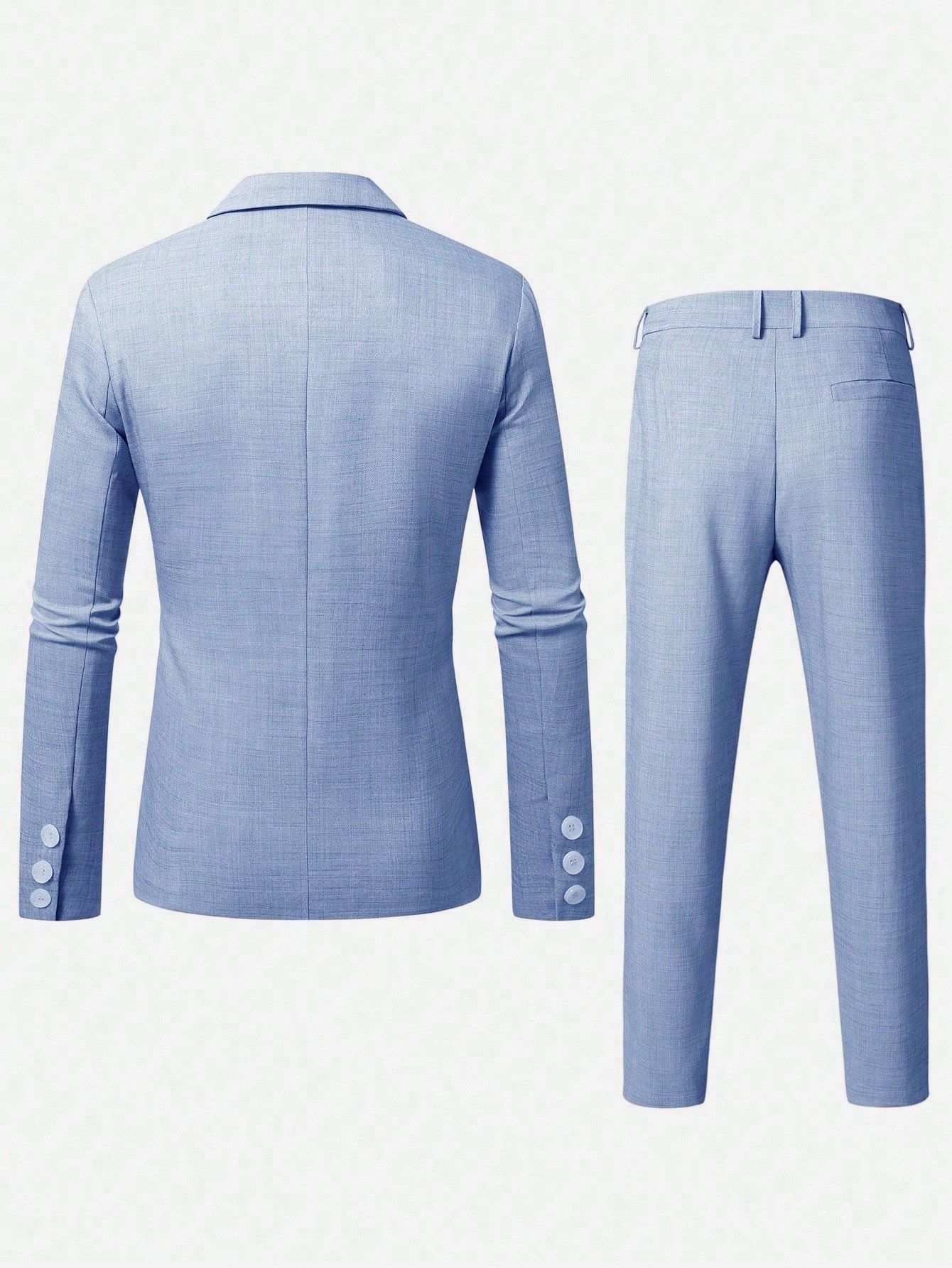 Men's Elegant Business Suit Solid Colour Banquet Formal Set_voghion.com