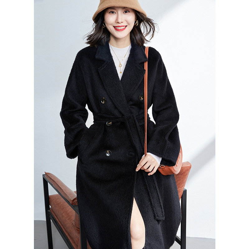 40 Suli Alpaca High-end Women's Mid-length Autumn and Winter New Wool Coat 801 Thickened Cashmere-free Coat
