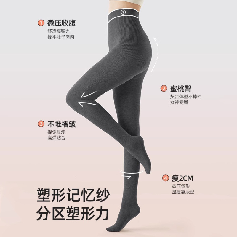 小个子灰色打底裤女秋冬季加绒外穿2025新款145竖条压力瘦腿连裤|undefined