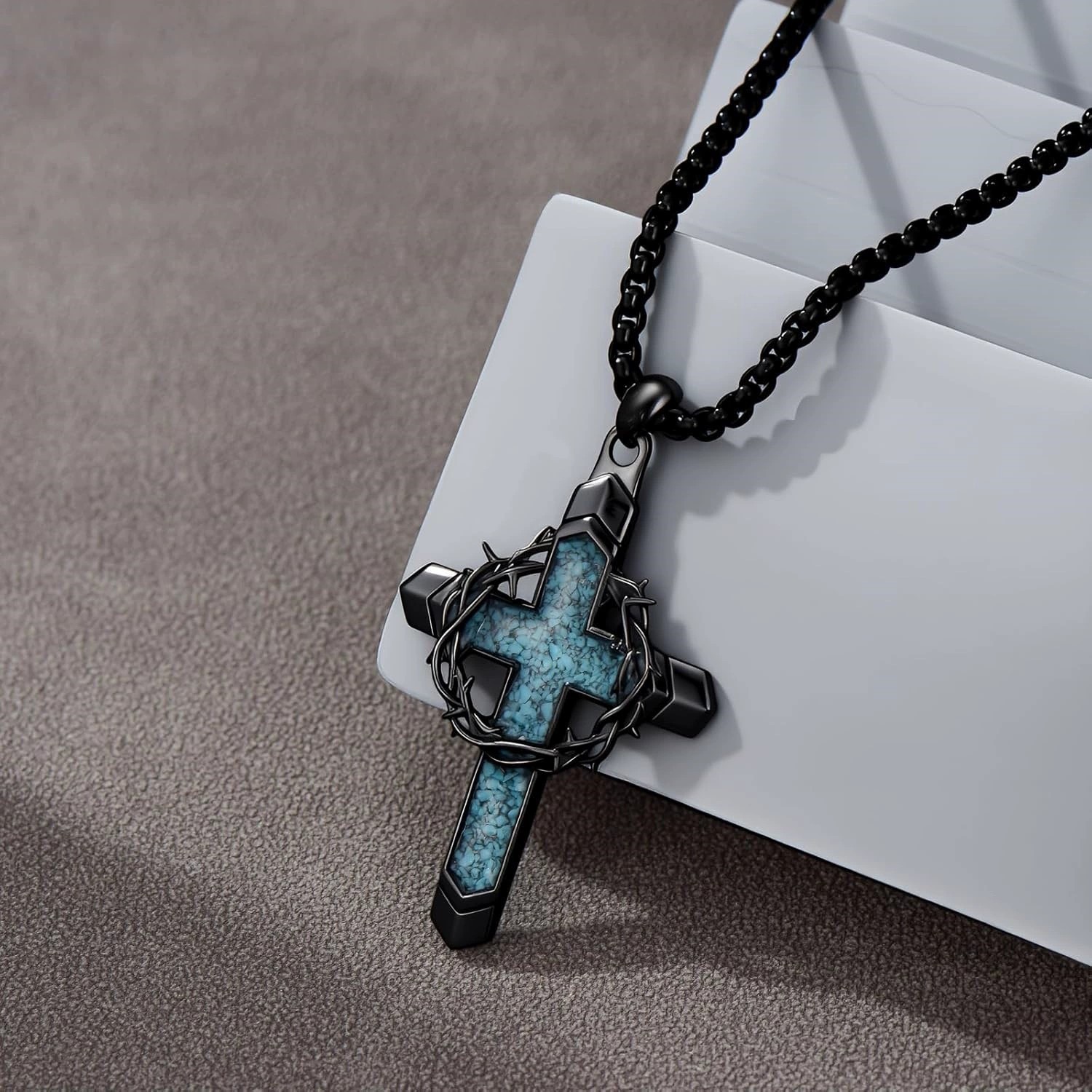 (Cross-border trading), summer necklace, turquoise retro stone inlay, pendant hip-hop style, punk style