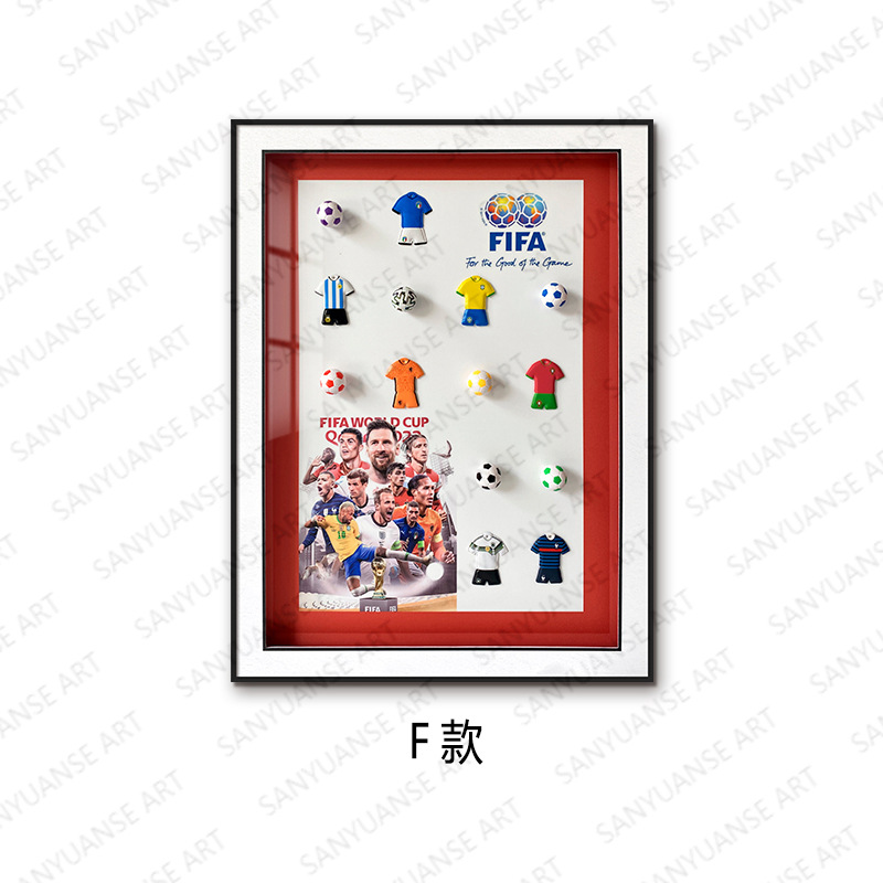 Copa del mundo de fútbol decoración de pinturas recuerdos regalos de los fanáticos dormitorio de los niños mural junto a la cama pintura física tridimensional