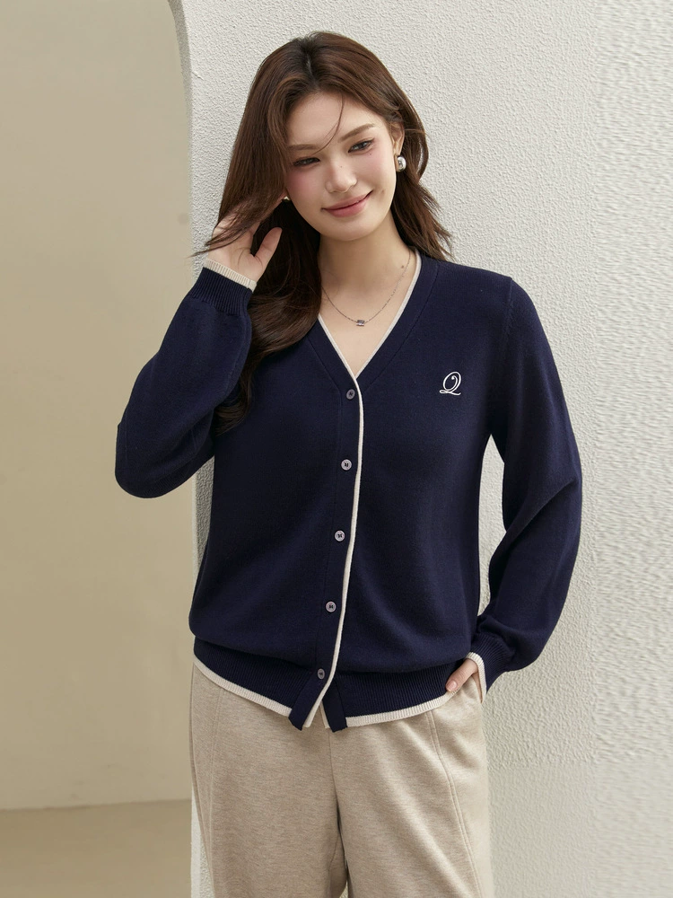 纤莉秀 Cardigan, winter sweater, plus size, fitted, V-neckline