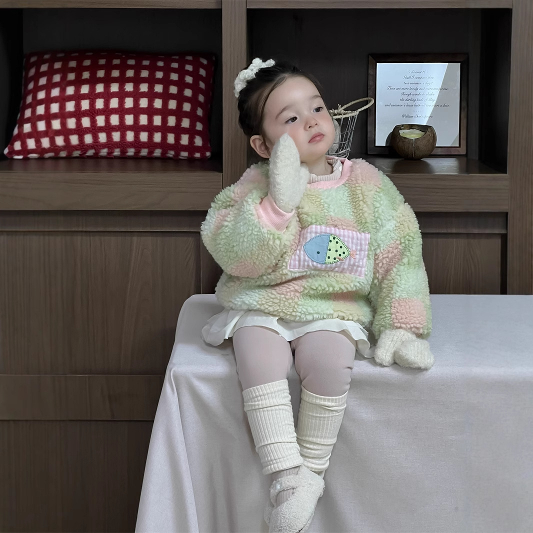 Trajes de invierno para bebés, ropa de invierno para bebés, ropa de niños coreana, suéter de pelusa, leggings