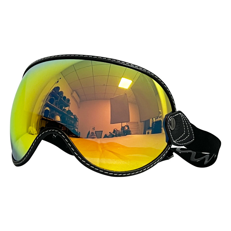 ヘルメット泡鏡日焼け止めヘルメット汎用レンズ全ヘルメット3/4レトロ耐衝撃防風砂ストラップゴーグル
