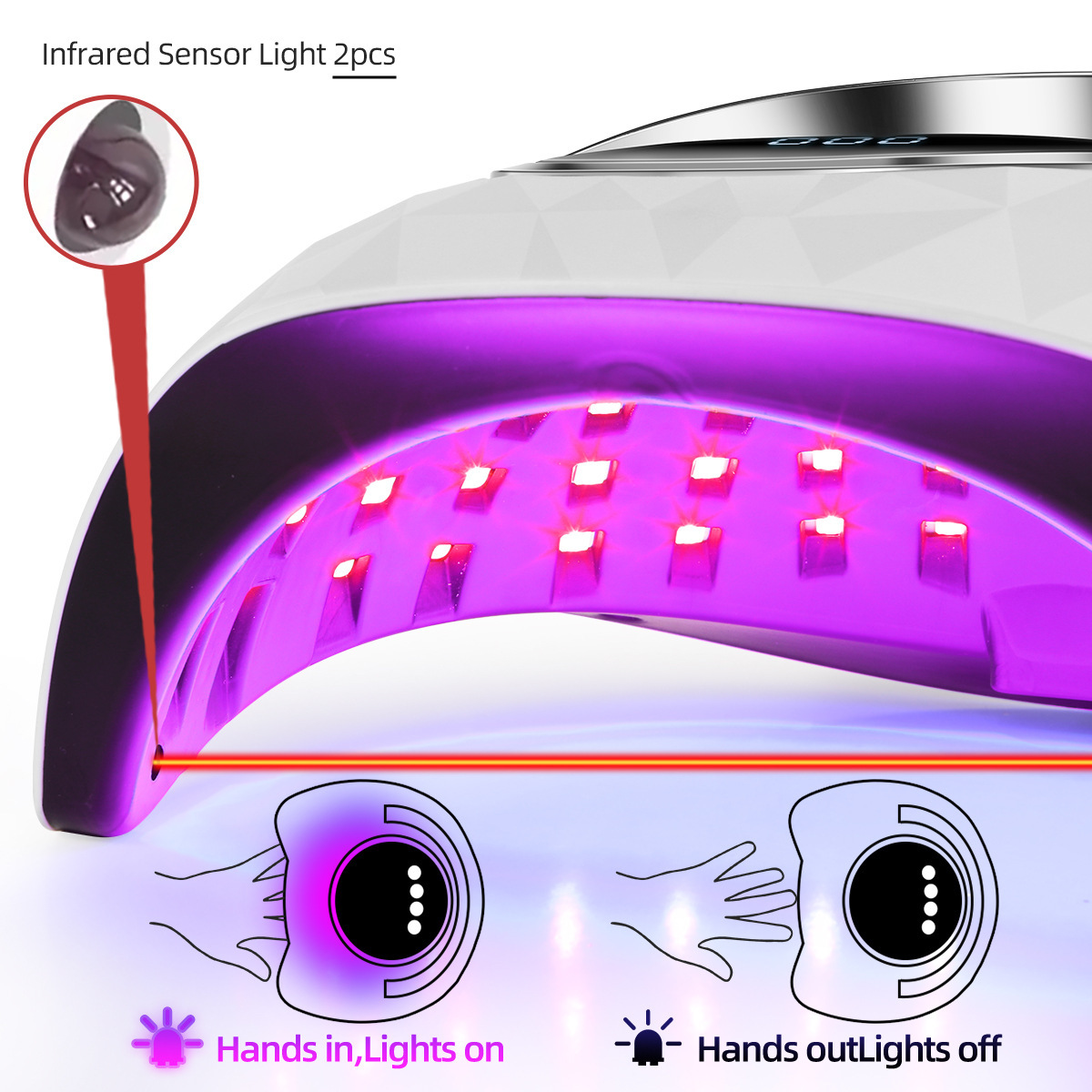 Máquina de fototerapia de secado rápido de uñas transfronteriza 288W 63 perlas de lámpara de alta potencia pegamento de horneado rápido pegamento de uñas al por mayor