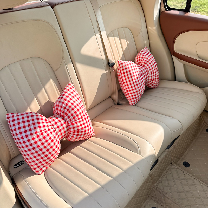 Bow Car Headrest, Neck Pillow, New Car Seat Cushion, Lumbar Pillow, Universal Decorative Car Lumbar Support for All Seasons
