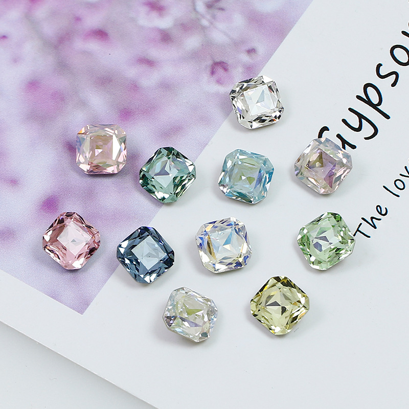 Dongzhou Crystal popular nail Diamond DIY jewelry accessories square octagonal pointed bottom diamond color K9 glass diamond manufacturer