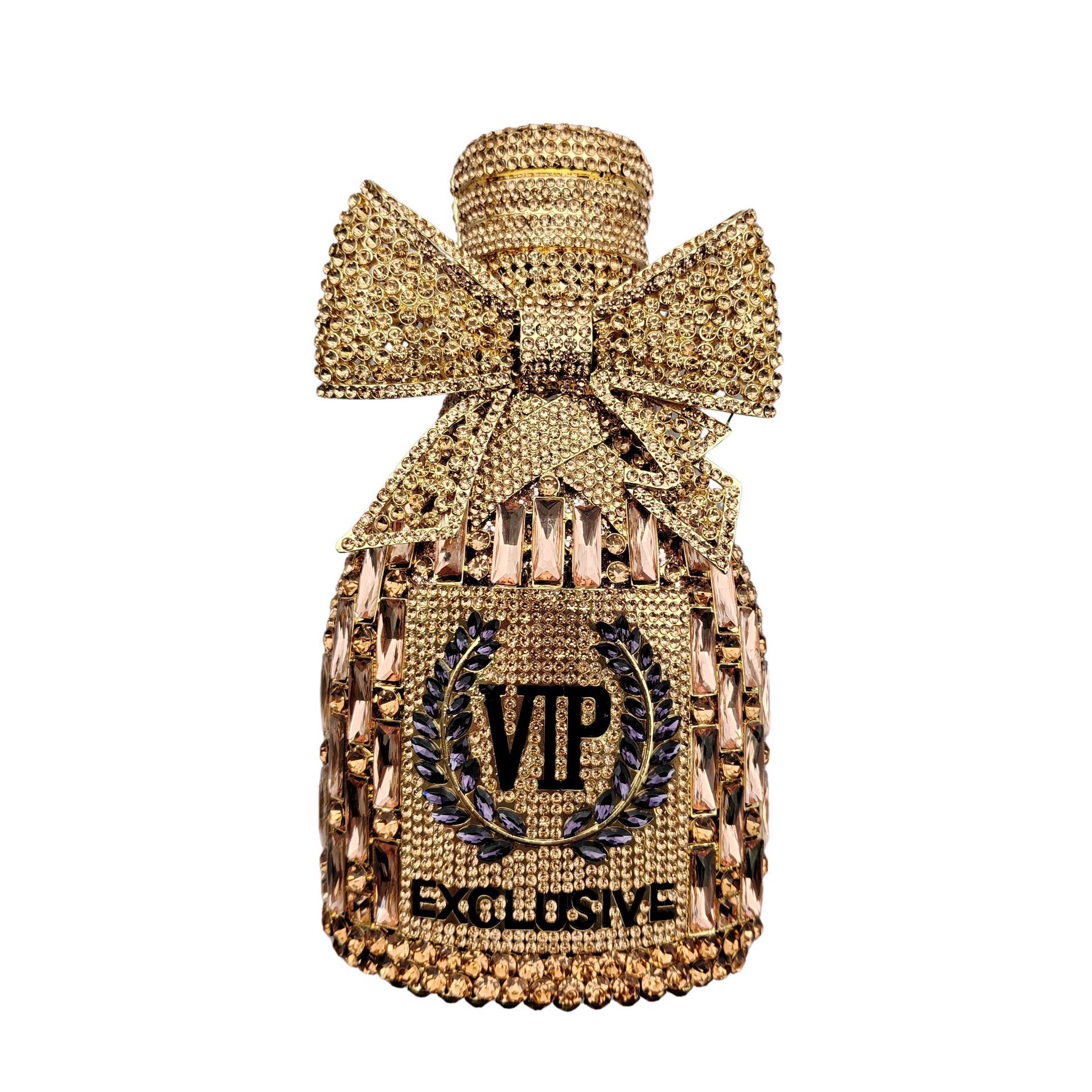 Botella de cristal embrague nuevo arco botella de vino diamantes bolsa de cena bolsa de mano bolsa de mujer