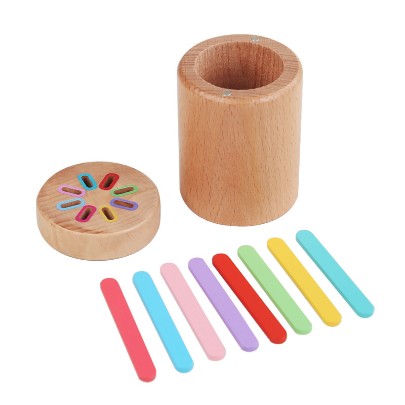 Tubo de clasificación de color transfronterizo, forma de madera, cognición, juguetes educativos de educación temprana Montessori para niños, ayudas didácticas Montessori