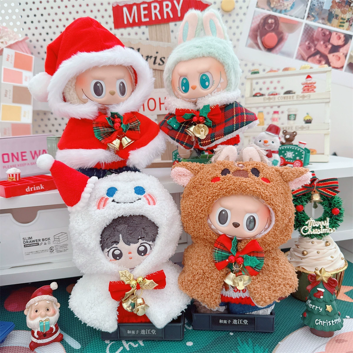 10 см куклы 15 см хлопчатобумажная кукла 1 или 2 поколения Раббу олень снеговик шаль плащ рождественские одевки