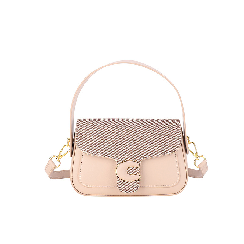 Bolsos de hombro empalmados en primavera, bolsos cuadrados de color de choque, bolsos de silla de montar de moda de nicho francés, bolsos de ocio