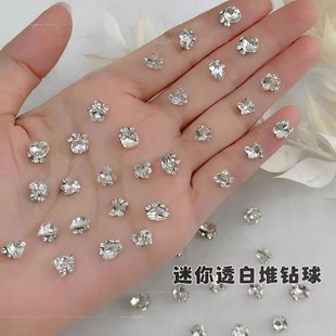 Small Mini Rhinestone Nail Art Decorations, Popular White Rhinestone Balls, Alloy Rhinestone Octagonal Nail Art Accessories