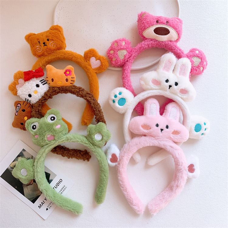 秋冬新款兒童卡通動物毛絨發箍小女孩洗臉壓發頭箍親子款發卡頭飾