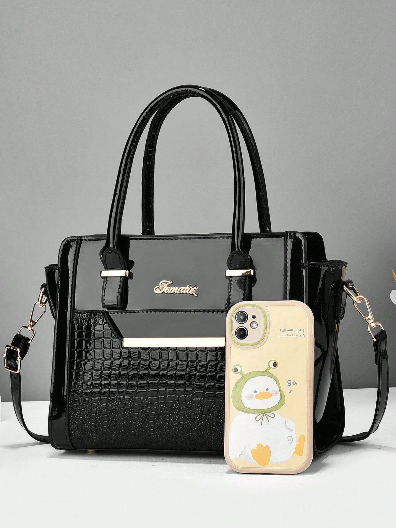 Bolso de cuero brillante 2024 de gran capacidad con patrón de cocodrilo bolso portátil para niño y madre bolso de mujer transfronterizo bolso de alta calidad de un solo hombro