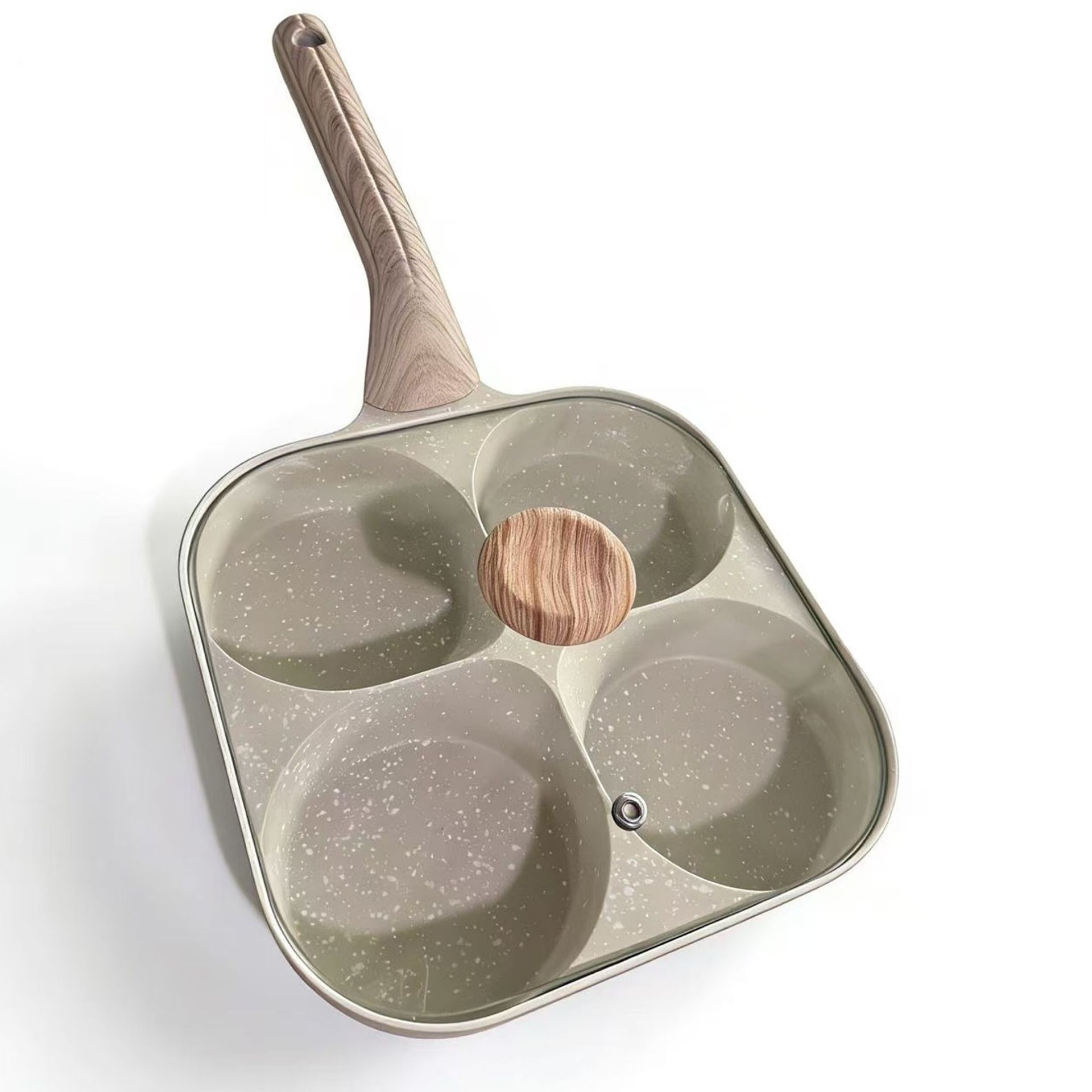 [Fuente de fábrica] Comercio exterior Venta caliente maifan piedra de cuatro agujeros huevo frito tres en uno pan antiadherente pan de desayuno