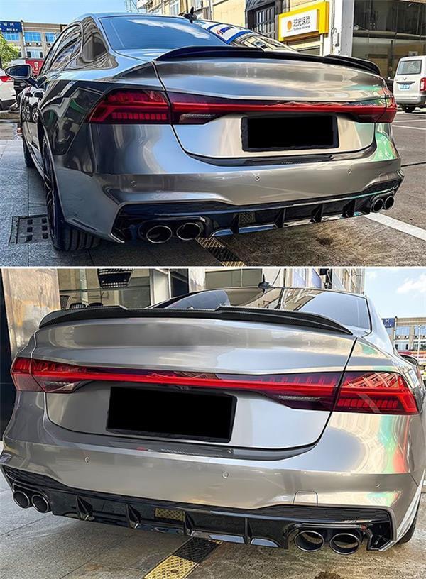 Suitable for 19-24 Audi A7 Rear Wing A7L Modified Racing Version Blade Rear Wing Paste Without Punching Paint Black