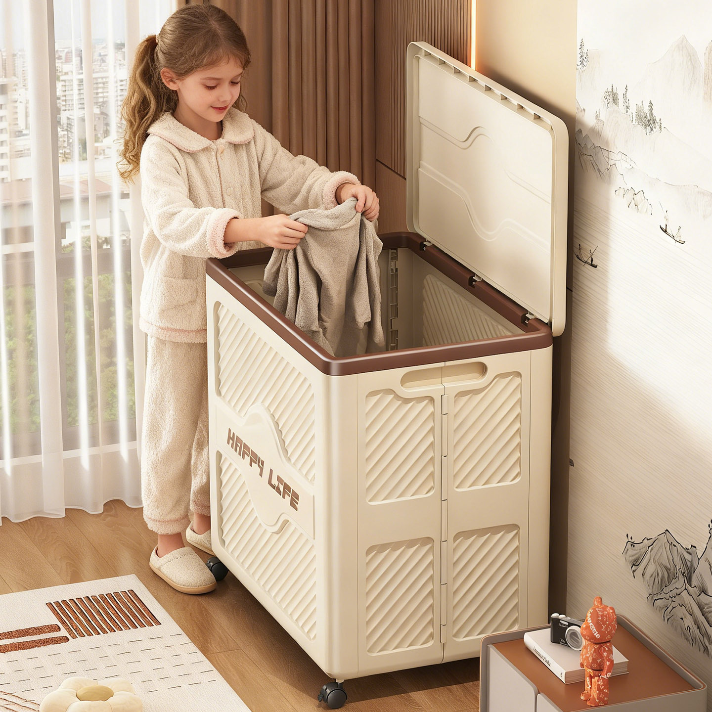 50-60 Clothing Storage Box for Home Use, Large Capacity Toy, Clothing, and Quilt Organizing Box, Foldable Storage Box