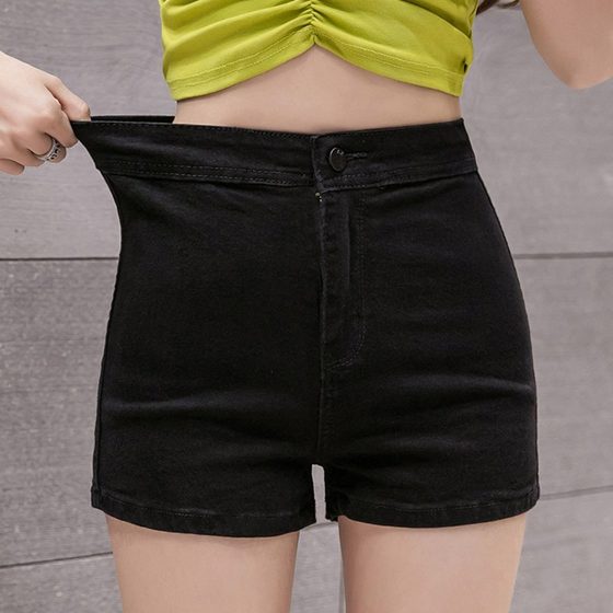Denim Shorts Women's 2021 Summer New Internet Celebrity Stretch a-Shaped High Waist Tight Stretch Slimming Tight Hot Pants Trendy ins