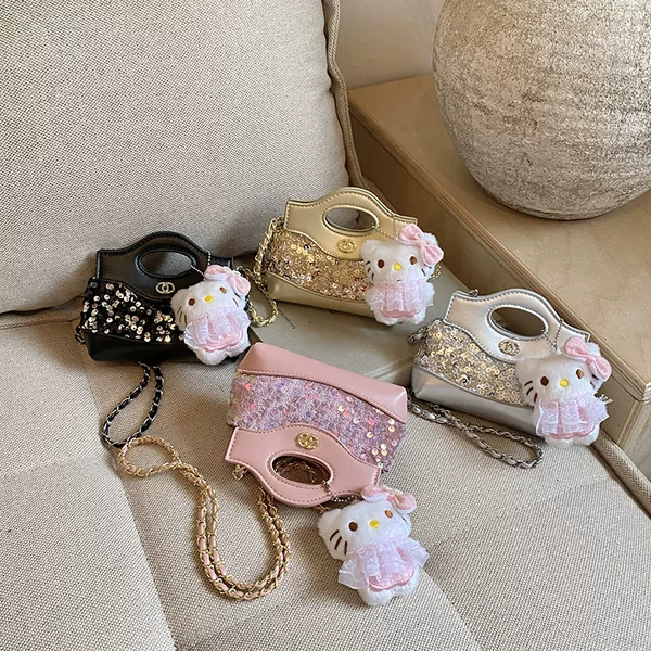 Cross-border sequin handbag, mini stylish versatile niche cute chain shoulder bag, Chanel-style girls' crossbody bag