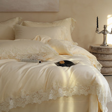 轻奢180支贡缎全棉四件套蕾丝荷叶边被套纯棉公主风高级床品批发