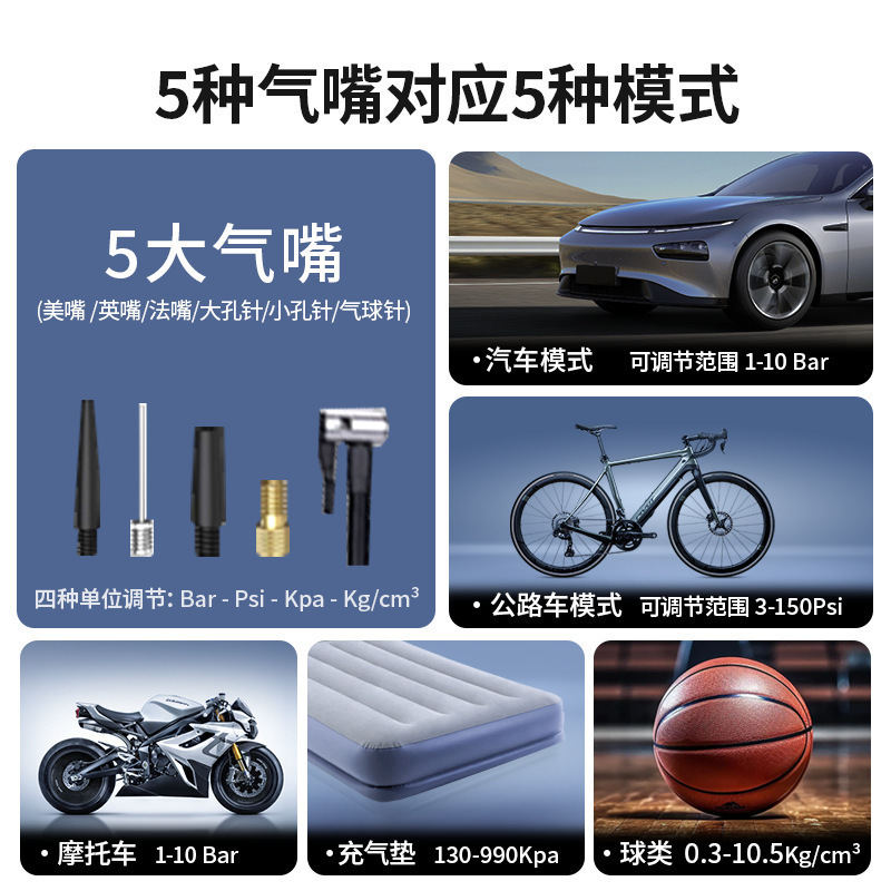 车载充气泵无线汽车轮胎打气筒电动车便携式数显电动打气泵小方盒|undefined