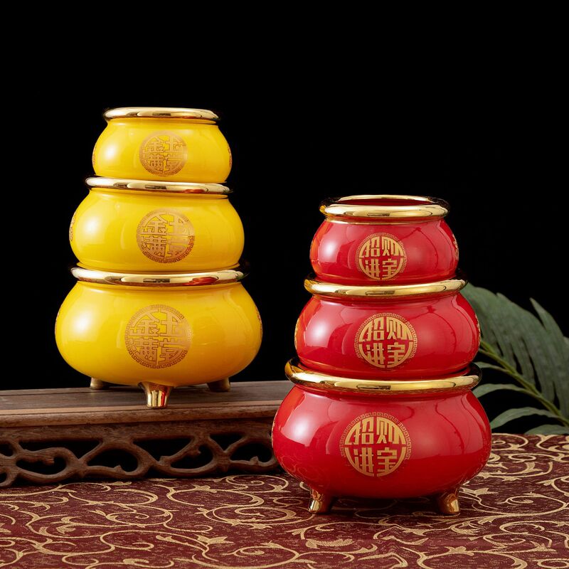 陶磁器チタン金香炉三脚炉銭袋炉仏具薫香炉|undefined