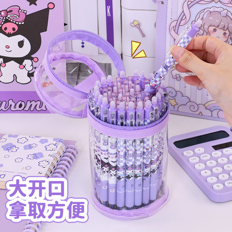 Bolsa de lápiz transparente redonda simple, caja de lápiz cilíndrico de alto valor facial, caja de papelería de almacenamiento de lápiz transparente de gran capacidad para estudiantes