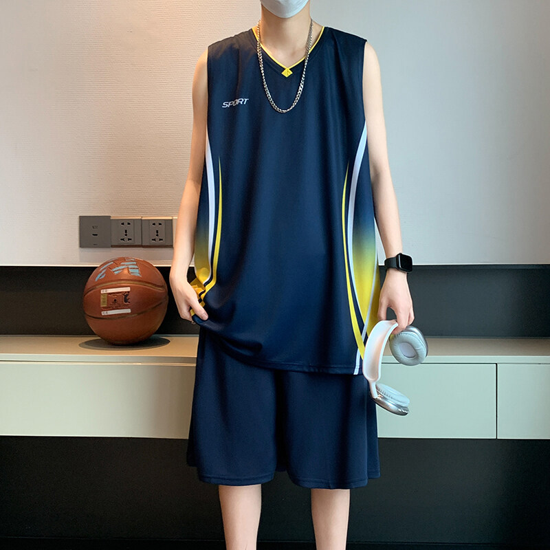 Summer Ice Silk Basketball Suit suit Men's Quick-drying Breathable Sports Vest Ball Suit Group-buying Training Suit Competition Team Uniform