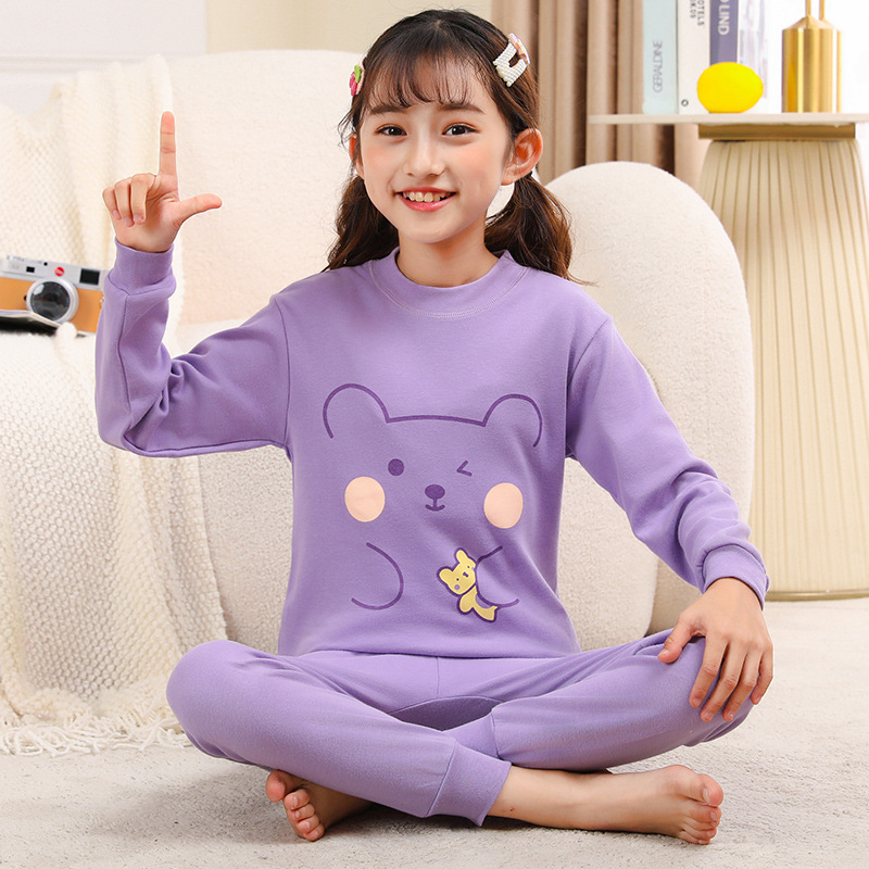 포켓 속옷 세트) 중간 칼라 보라색 곰