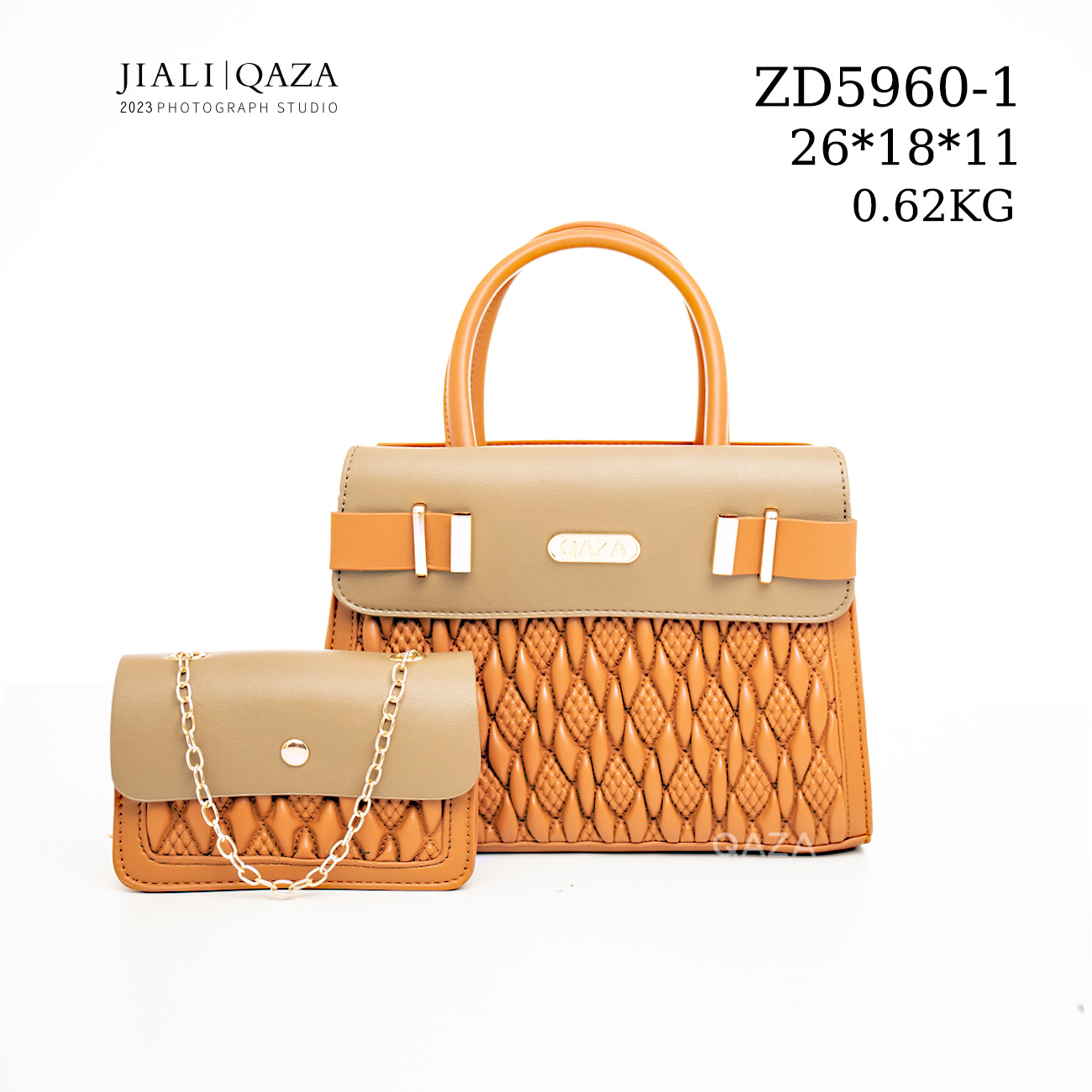 QAZA transfronterizo de gran capacidad bolso de mano para las mujeres 2023 nueva moda de cuero PU bolso de las mujeres de dos piezas conjunto