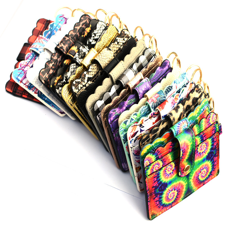 European and American Cross-border PU Leather Card Case Keychain Tassel Pendant Women's Small Leather Bag Coin Purse Bus Card Case Spot