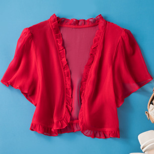 Sweet Silk Shawl Fairy Shirt Short Blouse Popular Summer Silk Air-Conditioning Shirt Sun Protection Shirt