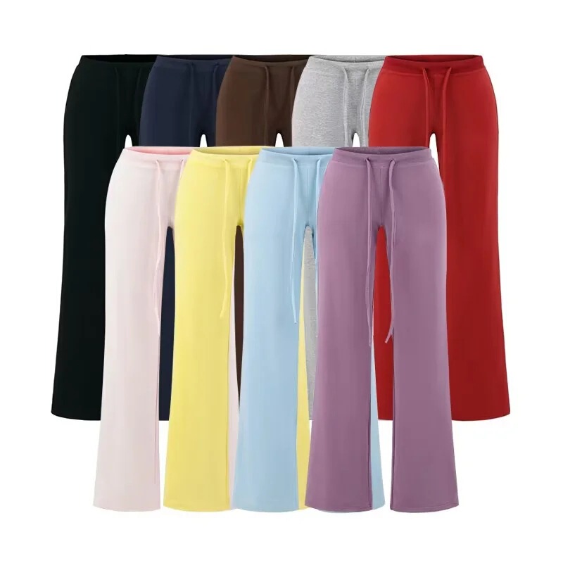 Girly Drawstring Low-Waist Straight Casual Pants for Women, New Autumn Style, Comfortable and Drapey, Versatile Sports Yoga Long Pants