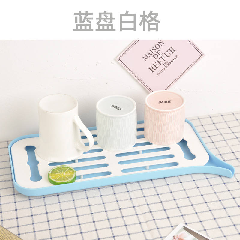 Cocina de doble capa de almacenamiento de plástico bandeja de drenaje vajilla fregadero bandeja de drenaje estante de drenaje de frutas y verduras estante de almacenamiento