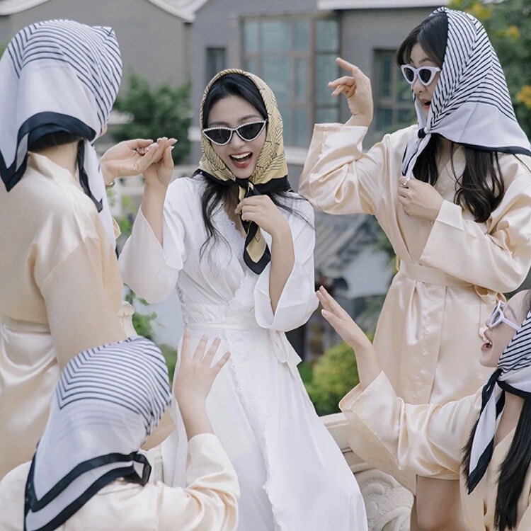 Props for Wedding Morning Photoshoot: Bridesmaid Triangle Sunglasses, Glasses, Vintage Headscarf, Square Scarf, Newspaper, Magazine