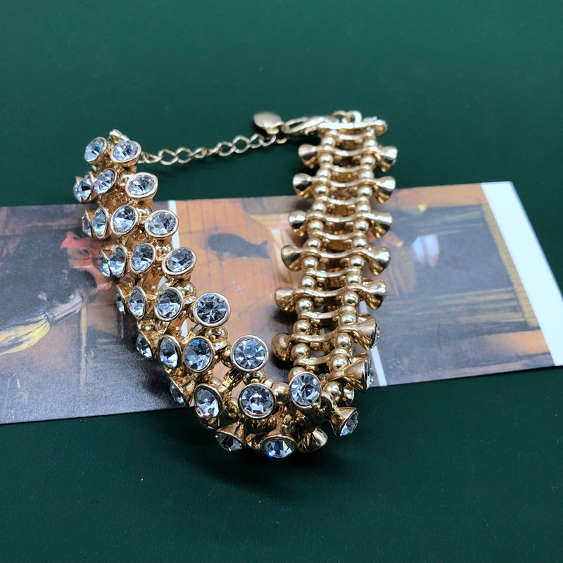 Rectangle Round Diamond Metal Bracelet display picture 9