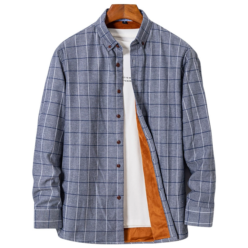 2023 Новая мужская модная теплая Повседневная рубашка в клетку, зимняя корейская модная утолщенная рубашка на флисовой подкладке для мужчин