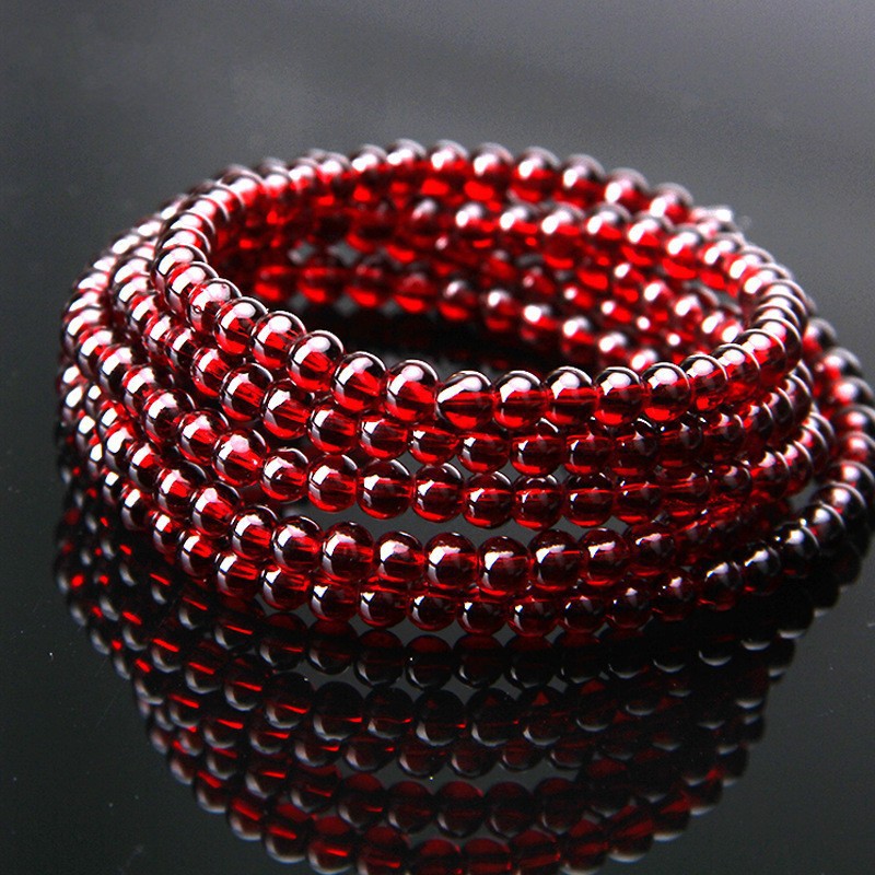 不掉色仿石榴石单圈手链多圈6MM108颗水晶手串4毫米玻璃珠小礼品