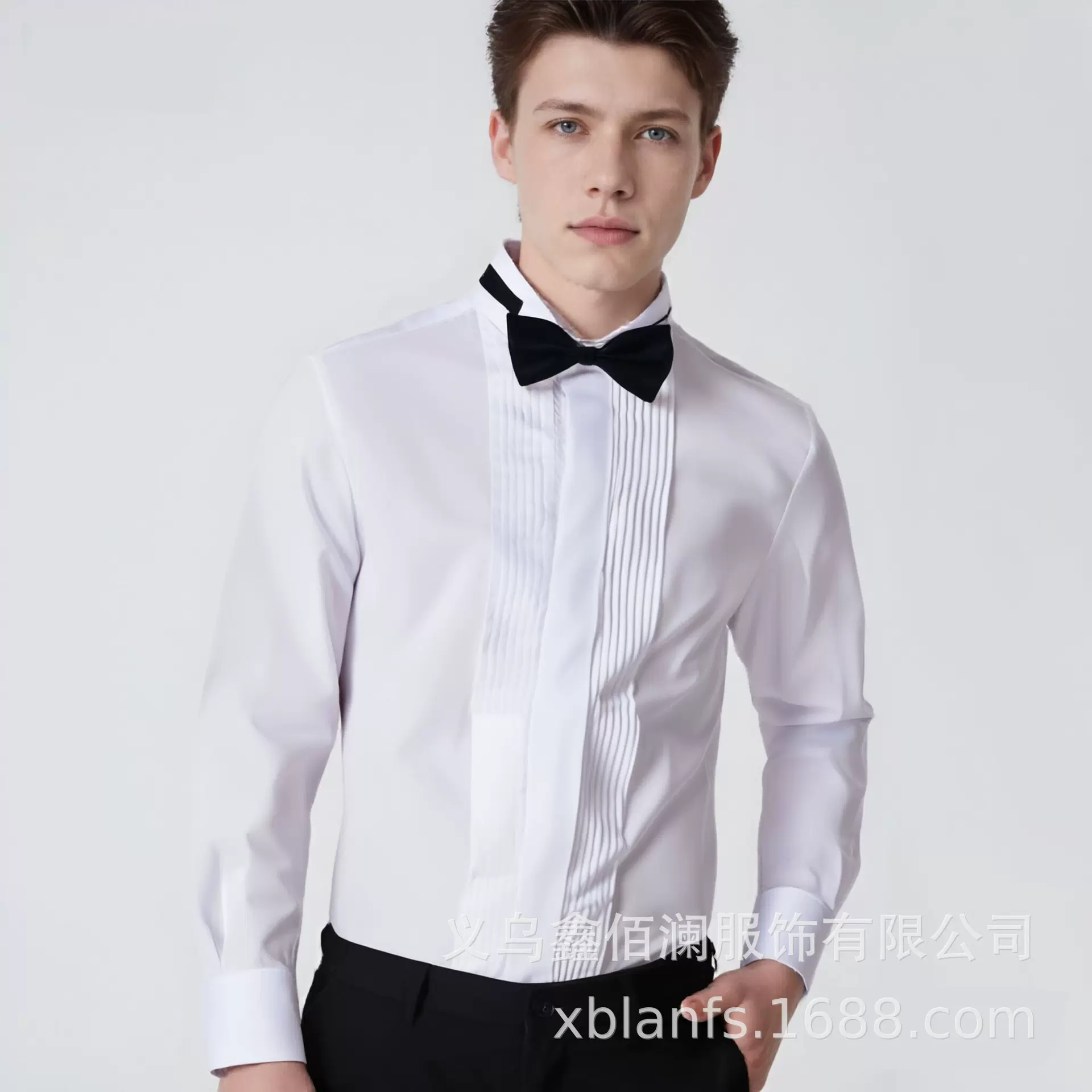 跨境专供结婚礼服伴郎服男士长袖衬衫礼服法式高级感大码礼服批发