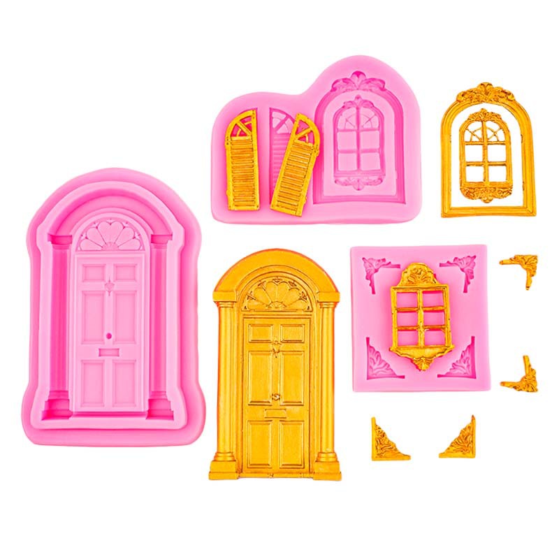 Marco de puerta de estilo europeo en relieve, borde de ventana, forma decorativa, molde de silicona, molde de pastel Pace para hornear fondant seco