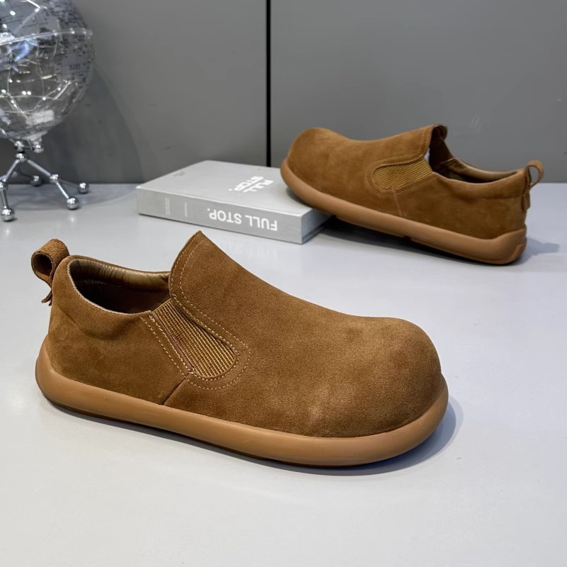 勃肯鞋男春季2025新款一脚蹬翻毛皮鞋男士运动休闲软底工作大头鞋