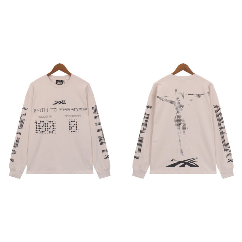 クロスボーダー卸売Hellstar地獄の星TShirt秋装美潮高街ゆるい長袖tシャツ男女潮|undefined