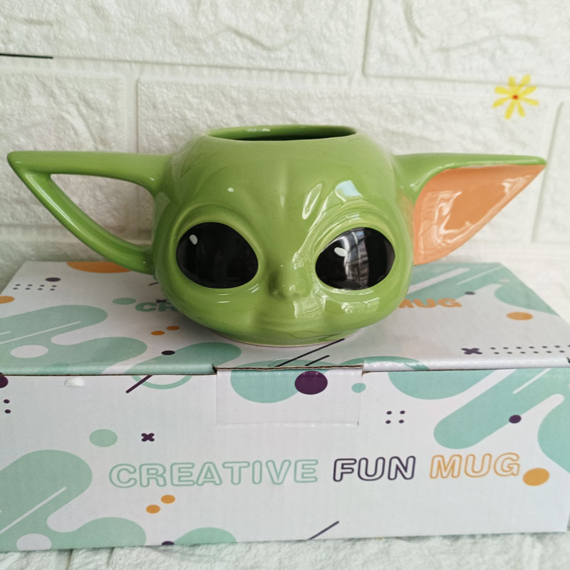 Taza de Cerámica con Diseño de Yoda Verde de Star Wars, Taza de Agua 3D de Anime, Taza de Café