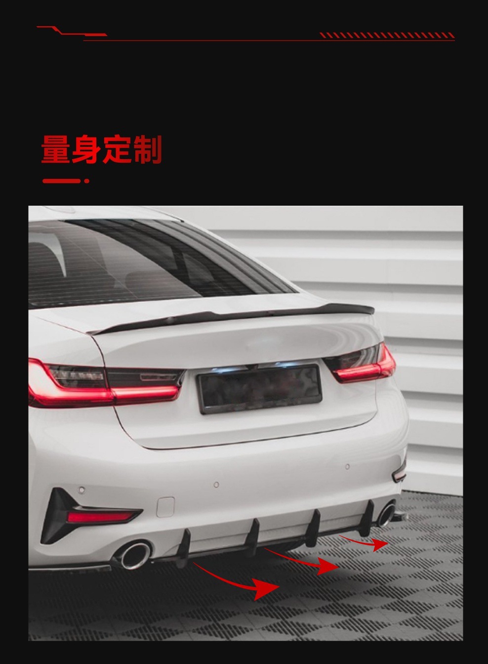 Applicable to 2019-2022 BMW bmw3 series g20 M Sport tail lip rear lip rear blade wind knife cross-border modification