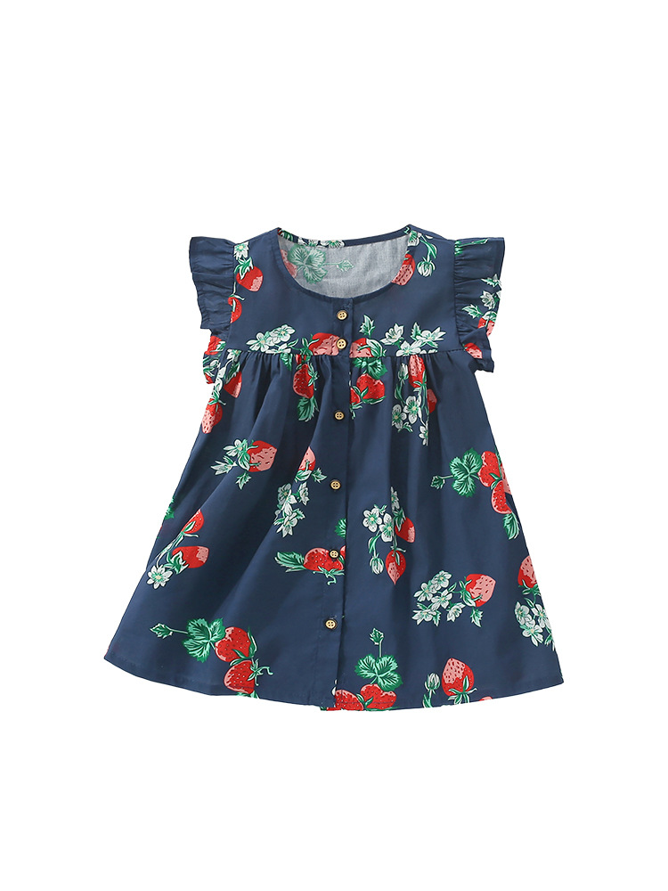 Transfronterizo malwee vestido infantil verano nuevo estilo europeo y americano niño de cuello redondo vestido de princesa de niña